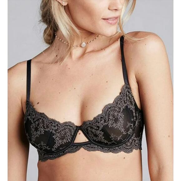 Free People black & gray lace unlined underwire bra - Picture 1 of 4